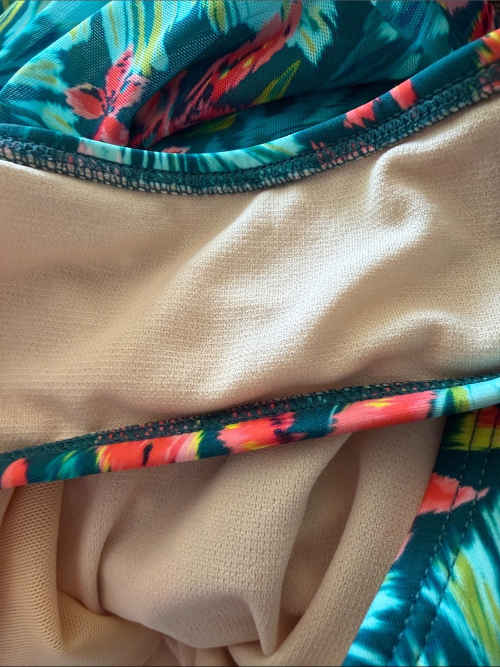 Tropical Floral Tie-Front one piece swimsuit Teal & Coral 18W - Picture 6 of 7